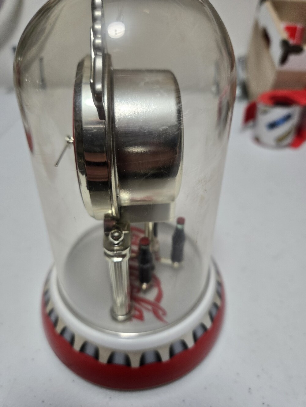 Collectible 7.5"H 2001 Coca-Cola Anniversary Pendulum Dome Clock Working Cond. - Picture 4 of 7